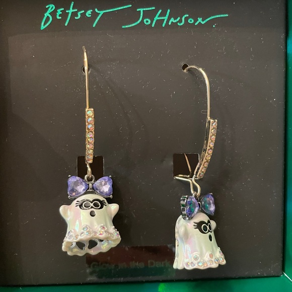Betsey Johnson Jewelry - Betsey Johnson Ghost Earrings with Purple and White Accents